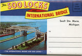 The Soo Locks and International Bridge, Sault Ste. Marie, MI Souvenir Folder [Postcard]