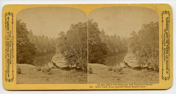 Navy Yard, from opposite Black Hawk's Cave, Wisconsin Dells, WI [Stereoview]
