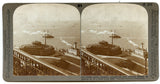 Castle Garden, Aquarium and Liberty Statue in Harbor, New York City, NY [Stereoview]