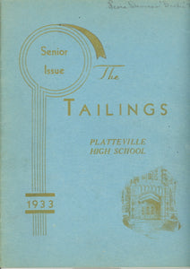 1933 Platteville High School Yearbook, the Tailings, Platteville, Wisconsin