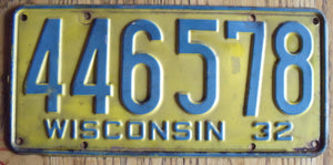 1932 Wisconsin License Plate