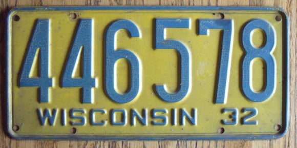 1932 Wisconsin License Plate