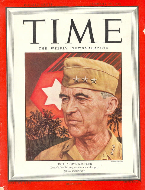 1945 Time Magazine, Sixth Army's Krueger Cover, January 29, 1945 - Carey's Emporium