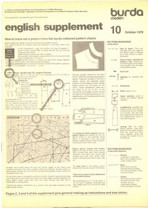 1978 Burda Moden German Magazine, English Supplement, October, 1978 - Carey's Emporium