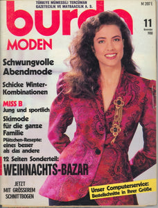 1988 Burda Moden Magazine, German, November, 1988 - Carey's Emporium