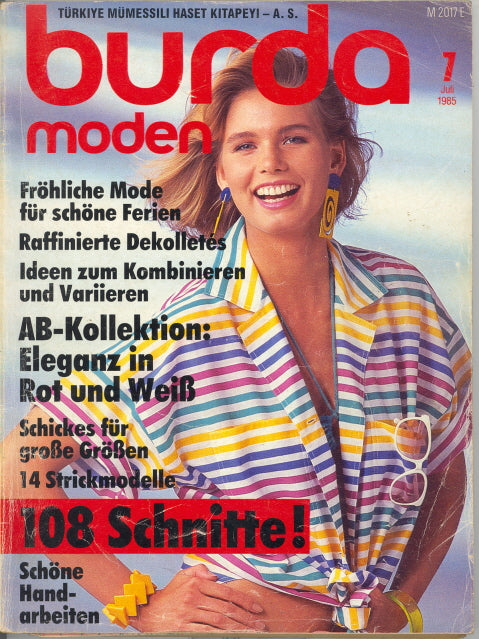 1985 Burda Moden Magazine, German, July, 1985 - Carey's Emporium