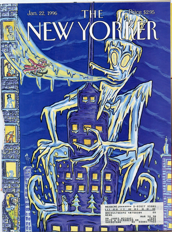 1996 New Yorker Magazine Cover, Jan. 22, 1996, Cover Only (front and back cover) - Carey's Emporium