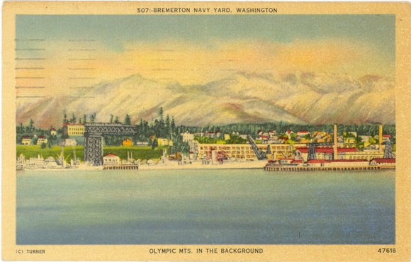 Bremerton Navy Yard, Washington. Olympic Mts. in the Background, WA - Carey's Emporium