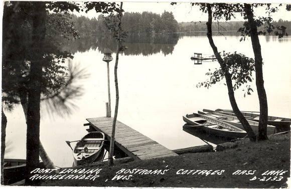 Boat Landing, Bostrom's Cottages, Bass Lake, Rhinelander, WI - Carey's Emporium