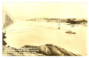 The Daring 4,200-foot Center Span of the Golden Gate Bridge, swinging 250 feet above the surging tides, San Francisco, CA - Carey's Emporium