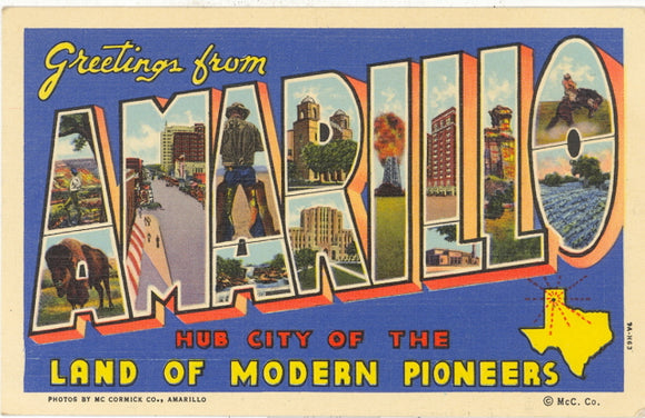 Greetings from Amarillo, TX Large Letter - Carey's Emporium