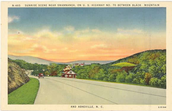 Sunrise Scene near Swannanoa, on U. S. Highway No. 70 Between Black Mountain and Ashville, NC - Carey's Emporium