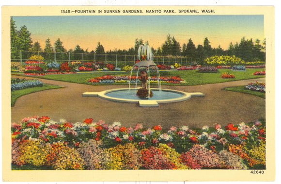 Fountain in Sunken Gardens, Manito park, Spokane, WA - Carey's Emporium