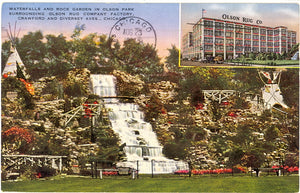 Waterfalls and Rock Garden in Olson Park, Surrounding Olson Rug Company Factory, Crawford and Diversey Aves., Chicago, IL - Carey's Emporium