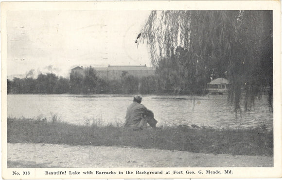 Beautiful Lake with Barracks in the Background at Fort Geo. G. Meade, MD - Carey's Emporium