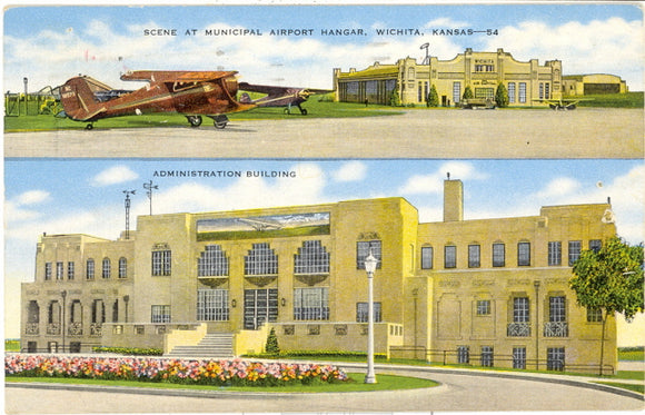 Scene at Municipal Airport Hanger, and Administration Building, Wichita, KS - Carey's Emporium