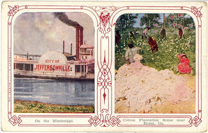 Paddlewheel on the Mississippi, and Cotton Plantation Scene near Rome, GA - Carey's Emporium