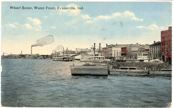 Wharf Scene, Water Front, Evansville, IN - Carey's Emporium