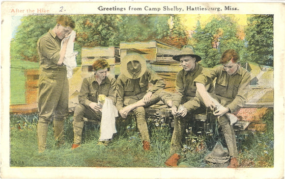 After the Hike, Greetings from Camp Shelby, Hattiesburg, MS - Carey's Emporium