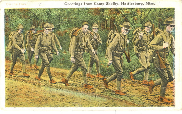On the Hike, Greetings from Camp Shelby, Hattiesburg, MS - Carey's Emporium