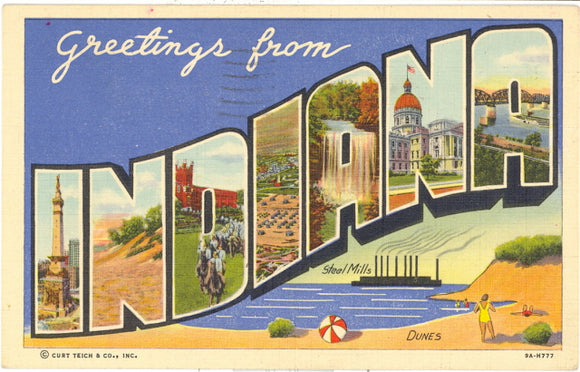 Greetings from Indiana Large Letter - Carey's Emporium