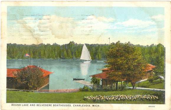 Round Lake and Belvedere Boathouses, Charlevoix, MI - Carey's Emporium