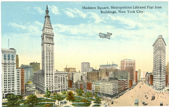 Madison Square, Metropolitan Life and Flat Iron Buildings, New York City, NY - Carey's Emporium