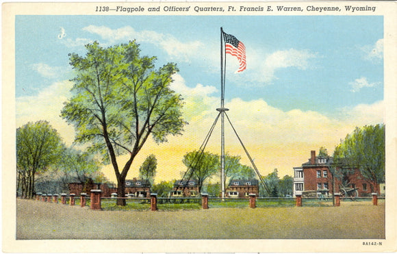Flagpole and Officers' Quarters, Ft. Francis E. Warren, Cheyenne, WY - Carey's Emporium