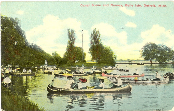 Canal Scene and Canoes, Belle Isle, Detroit, MI - Carey's Emporium