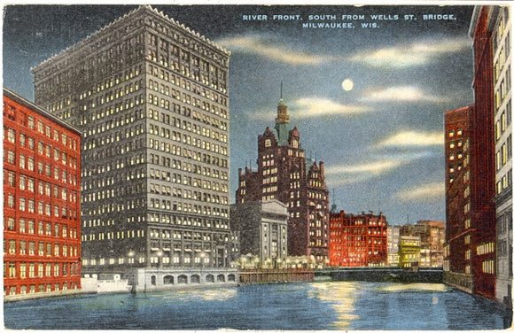 River Front, South from Wells St. Bridge, Milwaukee, WI - Carey's Emporium