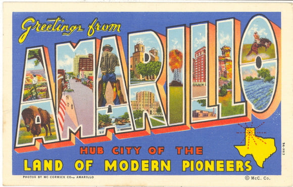 Greetings from Amarillo, TX Large Letter - Carey's Emporium