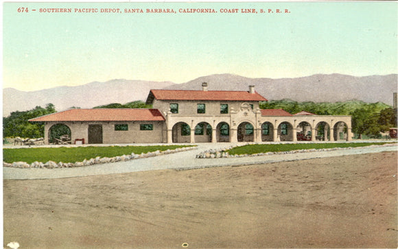 Southern Pacific Depot, Santa Barbara, CA, Coast Line S. P. R. R. - Carey's Emporium