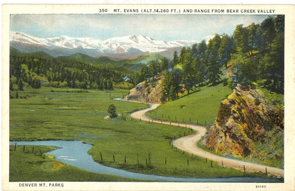 Mt. Evans (Alt. 14,260 Ft.) and Range From Bear Creek Valley, Denver Mt. Parks, CO - Carey's Emporium