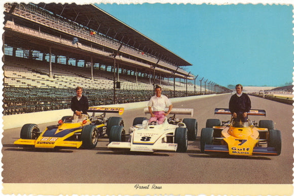 1973 Indianapolis 500, Front Row. John Rutherford, Bobby Unser, and Mark Donohue, 1973 - Carey's Emporium