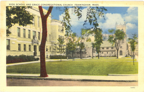 High School and Grace Congregational Church, Framingham, MA - Carey's Emporium