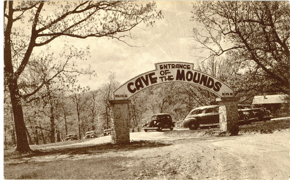 The Oak Grove Parking Area at the Entrance Arch to Cave of the Mounds, Blue Mounds, WI - Carey's Emporium