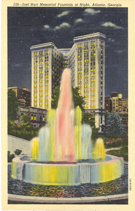 Joel Hurt Memorial Fountain at Night, Atlanta, GA - Carey's Emporium