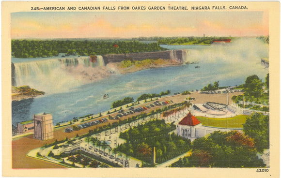 American and Canadian Falls From Oakes Garden Theatre, Niagara Falls, Canada - Carey's Emporium