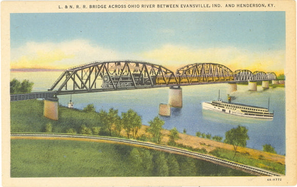 L. & N. R. R. Bridge Across Ohio River, Between Evansville, IN and Henderson,KY - Carey's Emporium