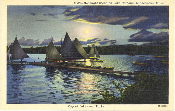 Moonlight Scene on Lake Calhoun, Minneapolis, MN - Carey's Emporium