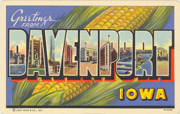 Greetings from Davenport, IA Large Letter - Carey's Emporium