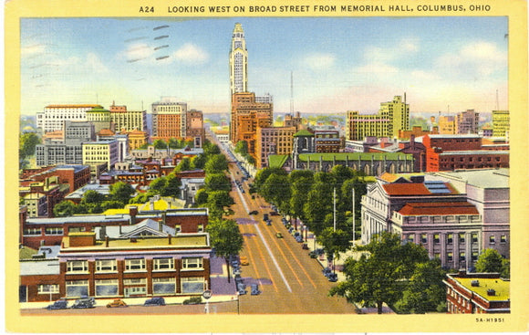 Looking West on Broad Street from Memorial Hall, Columbus, OH - Carey's Emporium