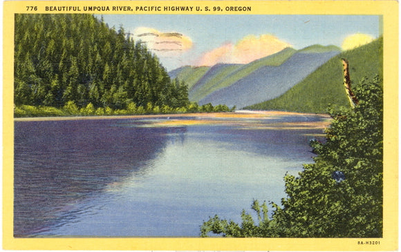 Beautiful Umpqua River, Pacific Highway U. S. 99, OR - Carey's Emporium