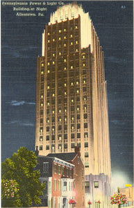 Pennsylvania Power & Light Co. Building at Night, Allentown, PA - Carey's Emporium