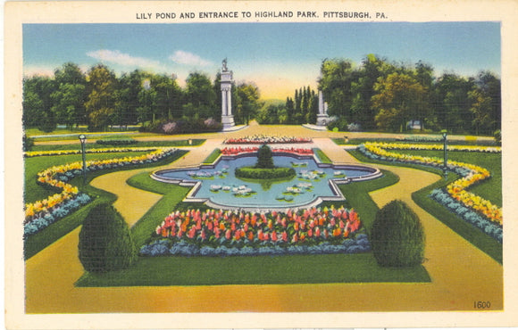 Lily Pond and Entrance to Highland Park, Pittsburgh, PA - Carey's Emporium