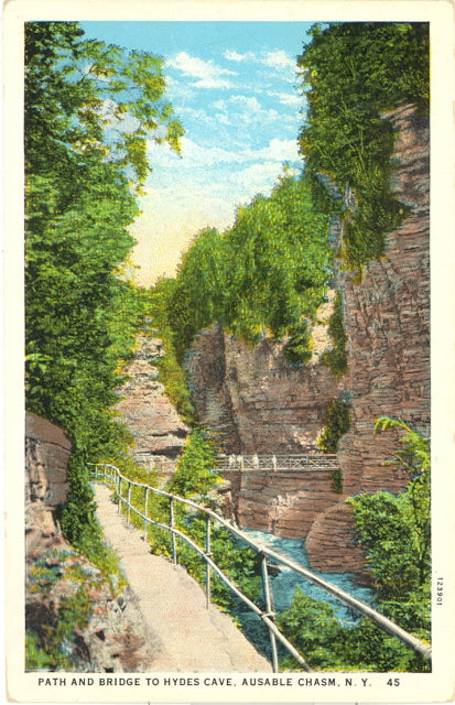 Path and Bridge to Hydes Cave, Ausable Chasm, NY - Carey's Emporium