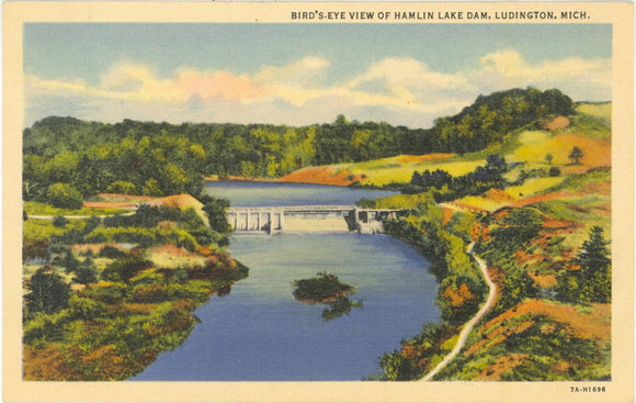 Bird's-Eye View of Hamlin Lake Dam, Ludington, MI - Carey's Emporium