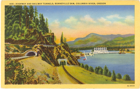 Highway and Railway Tunnels, Bonneville Dam, Columbia River, OR - Carey's Emporium