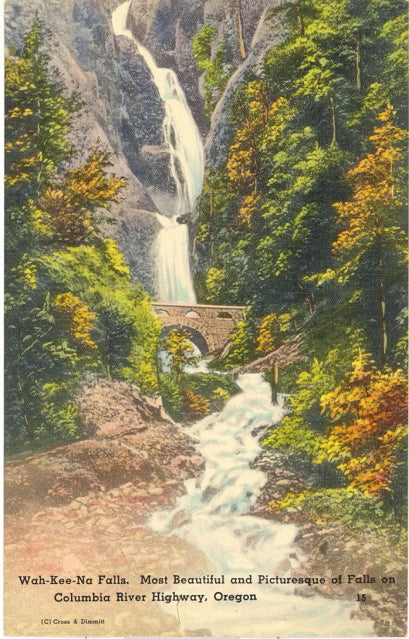 Wah-Kee-Na Falls, Most Beautiful and Picturesque of Falls on Columbia River Highway, OR - Carey's Emporium