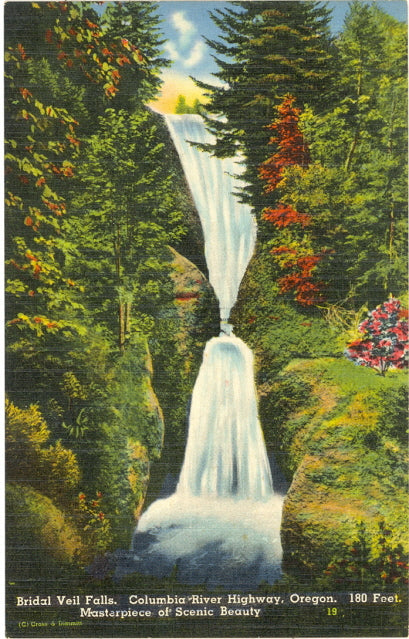 Bridal Veil Falls, 180 Feet, Masterpiece of Scenic Beauty, Columbia River Highway, OR - Carey's Emporium